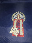 German Linen Lace Flaming Red Candle with Stars Window Wall Hanging