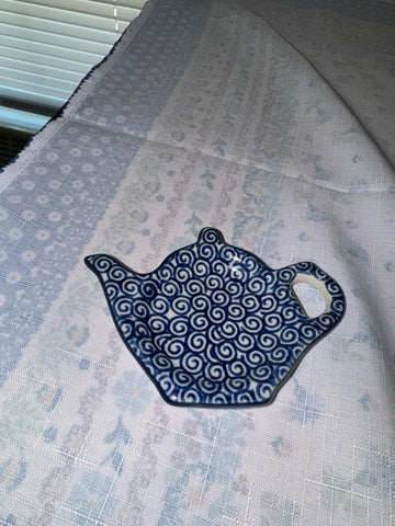 Blue Swirl Teabag Holder - Shape 766 - Pattern Blue Swirl