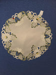 German Linen Daisies Daisy - 15 Inches Round Doily