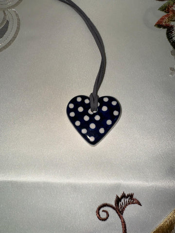 White Dot Heart Necklace - Pattern White Dot