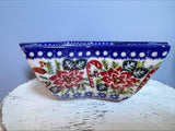 Polish Pottery Star shaped Bowl- Holiday Candy Cane