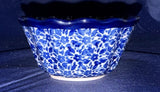 Ceramika Artystyczna Blue Daisy Small Ruffled Bowl - Shape: 916 - Pattern: Blue Daisy (2396X)