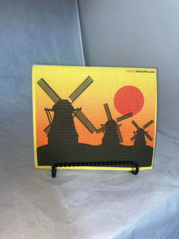 Sunset Windmill Swedish Dish Towel