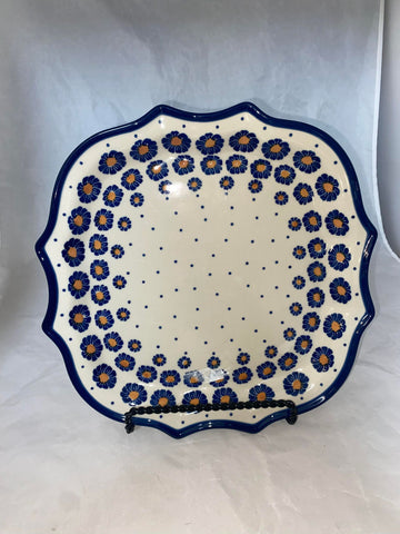 Blue Sunflower Serpentine Plate - Shape 507 - Pattern Blue Sunflower
