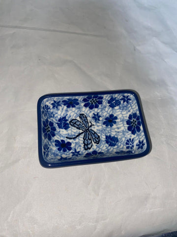 Blue Hidden Dragonfly Condiment Dish - Shape C20 - Pattern Blue Hidden Dragonfly