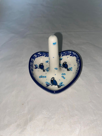 Blue Sitting Bird Ring Holder - Shape 904 - Pattern Blue Sitting Bird