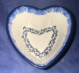 Ceramika Artystyczna Peacock Feather Heart Dish - Shape: A45 - Pattern: Peacock Feather (1513)