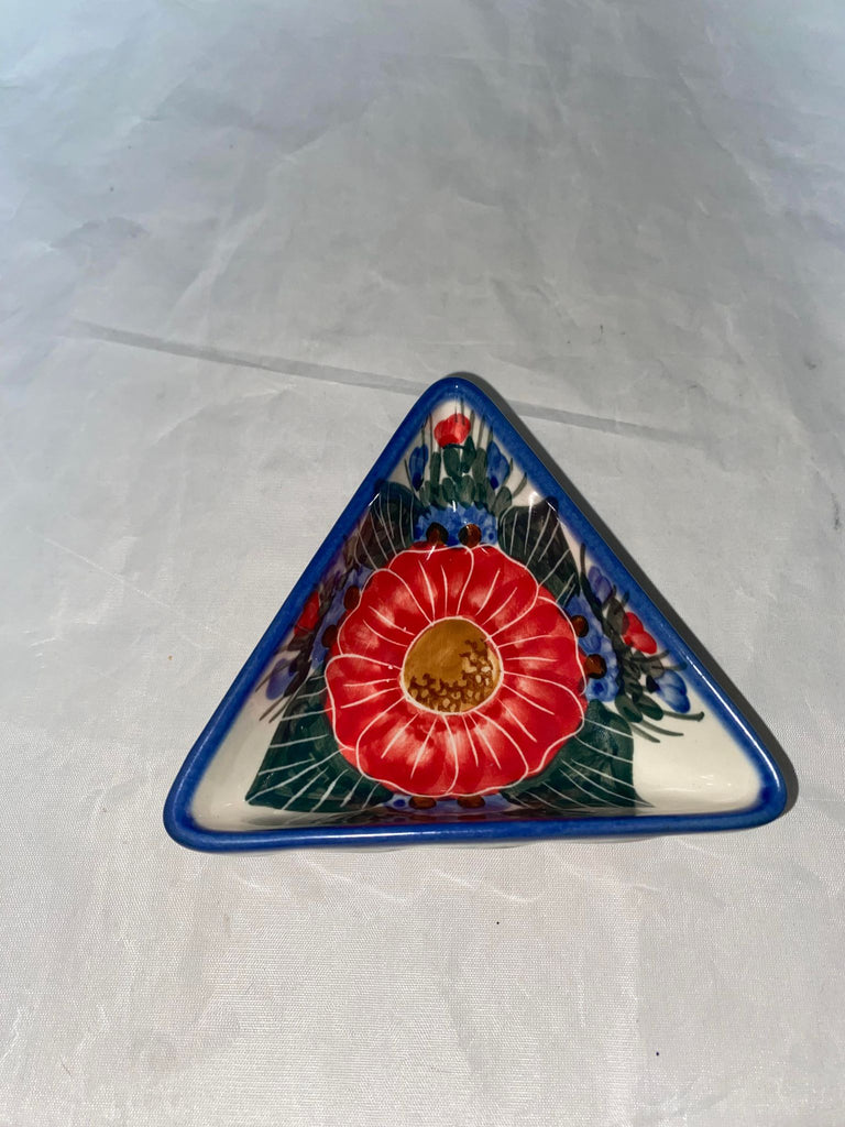 Red Poppy Triangle Dish - Pattern Red Poppy – Polish Pottery Pantry