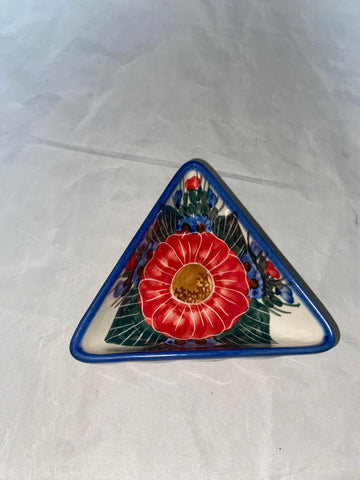 Red Poppy Sm. Triangle Dish - Pattern Red Poppy