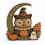 Halloween Wooden Table Decor Pumpkin Moon Animal Display: Black Cat / 5.9 × 4.7 × 0.4 in (Double-Sided Pattern)
