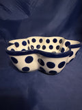 Large Blue Dot Pedal Bowl - Shape: D20 - Pattern: Large Blue Dot (36X)