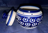 Zaklady Blue Swirl with Dots Large Sugar Bowl - Shape: GU694 - Pattern: Blue Swirls with Dots