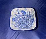 Ceramika Artystyczna Blue Poppies with Daisies Small Square Bowl - Shape: D11 - Pattern: Blue Poppies with Daisies (2902X)