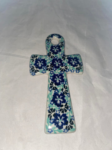 Teal Poppy Hanging Cross - Pattern Teal Poppy