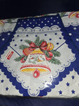 Polish Linen - Blue Apron Bells, Ribbon Poinsettia - 31 Inch