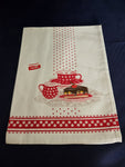 Polish Linen Tea Towel Chocolate Cake - 18 by 24 - Red