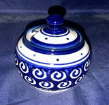 Zaklady Blue Swirl with Dots Large Sugar Bowl - Shape: GU694 - Pattern: Blue Swirls with Dots