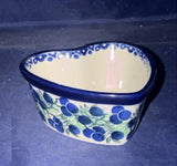 Ceramika Artystyczna Double Blueberry Heart Dish - Shape: A45 - Pattern: Double Blueberry (1413X)