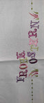 German Linen Table Runner Purple Frohe Ostern 16 by 43