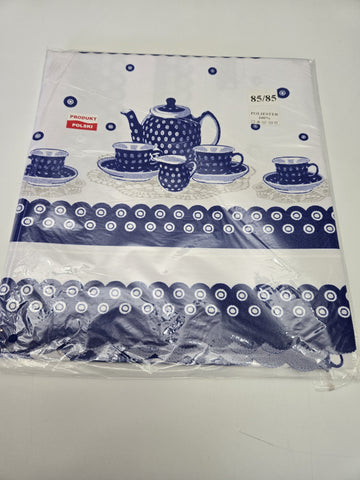 Polish Blue Tea Set 34 Inch Table Topper