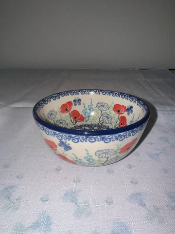 Red Poppy with Butterfly Ice Cream Bowl - Shape 017 - Pattern Red Poppy with Butterfly