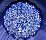 Ceramika Artystyczna Blue Daisy Small Ruffled Bowl - Shape: 916 - Pattern: Blue Daisy (2396X)