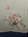 German Linen Pink Watering Can - 34 Inch Square Topper