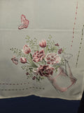 German Linen Pink Watering Can - 34 Inch Square Topper