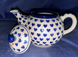 Ceramika Artystyczna Blue Hearts 3 Cup Teapot - Shape: 264 - Pattern: Blue Hearts (570X)