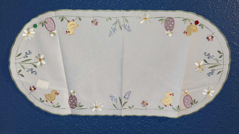 German Linen Chick with Egg Runner 22.5 by 10.5 German Linen