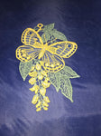 German Lace Linen Yellow Butterfly Linen Windown Wall Hanging