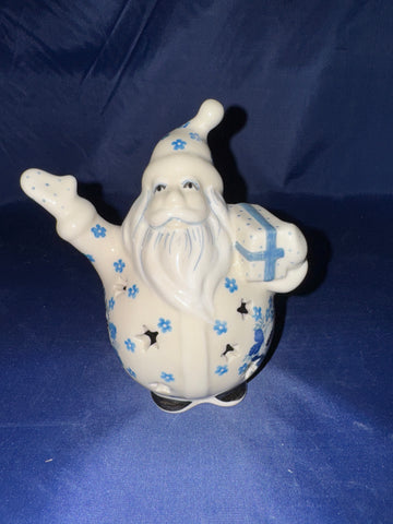 Blue Cherry Luminary Waving Santa - Shape E06 - Pattern Blue Cherry (2222)