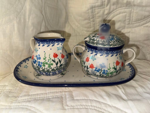 Spring Bouquet Cream & Sugar Set with Plate - Shape: 422 - Pattern: Spring Bouquet (2903X)