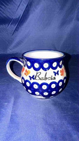 Moja Owls Eye Babcia Bubble Mug with Hearts & Butterflies
