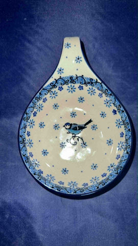 Ceramika Artystyczna Bluebird Handled Spoon Rest - Shape 174 - Pattern Bluebird (2529)