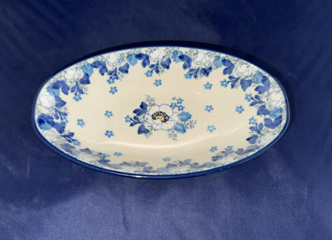 Blue Cherry 7" Oval Bowl - Shape: D85 - Pattern: Blue Cherry (2222)