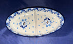 Blue Cherry Oval Divided Dish - Shape: 395 - Pattern: Blue Cherry (2222)