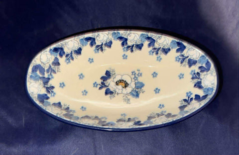 Blue Cherry Oval Bowl - Shape: D85 - Pattern: Blue Cherry (2222X)