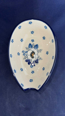 Ceramika Artystyczna Blue Cherry Spoon Rest - Shape: 381 - Pattern: Blue Cherry (2222)