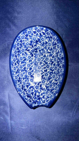 Ceramika Artystyczna Blue Daisy Spoon Rest - Shape: 381 - Pattern: Blue Daisy