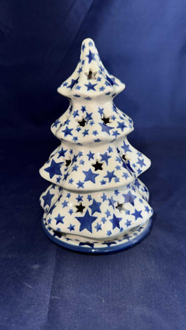 Blue Stars Small Luminary Christmas Tree - Shape: 512 - Pattern: Blue Stars (359AX)