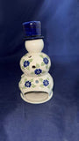 Rose Blue Pansy Luminary Snowman with Top Hat