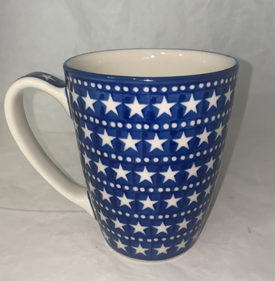 Blue with White Stars Mug - Shape: D60 - Pattern: Blue with White Stars (119)
