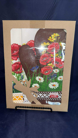 Polish Linen 3-Pc Kitchen Tea Towel, Oven Mitt & Potholder Set - Brown & Yellow Poppy