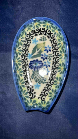 Dalia Blue Paradise Spoon Rest - Shape: PL1 - Pattern: Blue Paradise