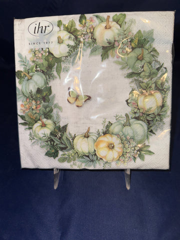 Pumpkin Wreath with Butterfly Lunch Napkins