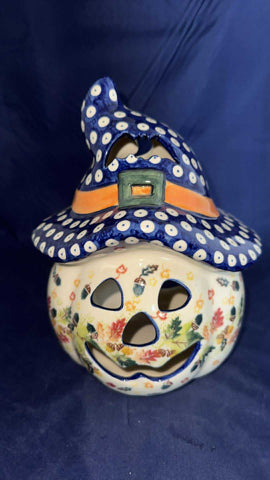 Vena Festive Fall Luminary Pumpkin with Hat - Shape: 547 - Pattern: Festive Fall (CU497)