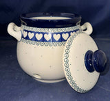 Ceramika Artystyczna Hearts with Swirls Large Garlic Keeper - Shape: 172 - Pattern: Hearts with Swirls (375X)