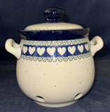 Ceramika Artystyczna Hearts with Swirls Large Garlic Keeper - Shape: 172 - Pattern: Hearts with Swirls (375X)
