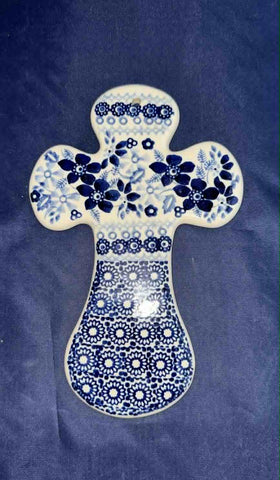 Manufaktura Indigo Garden Wall Cross - Shape: K-062 - Pattern: Indigo Garden (SB01)